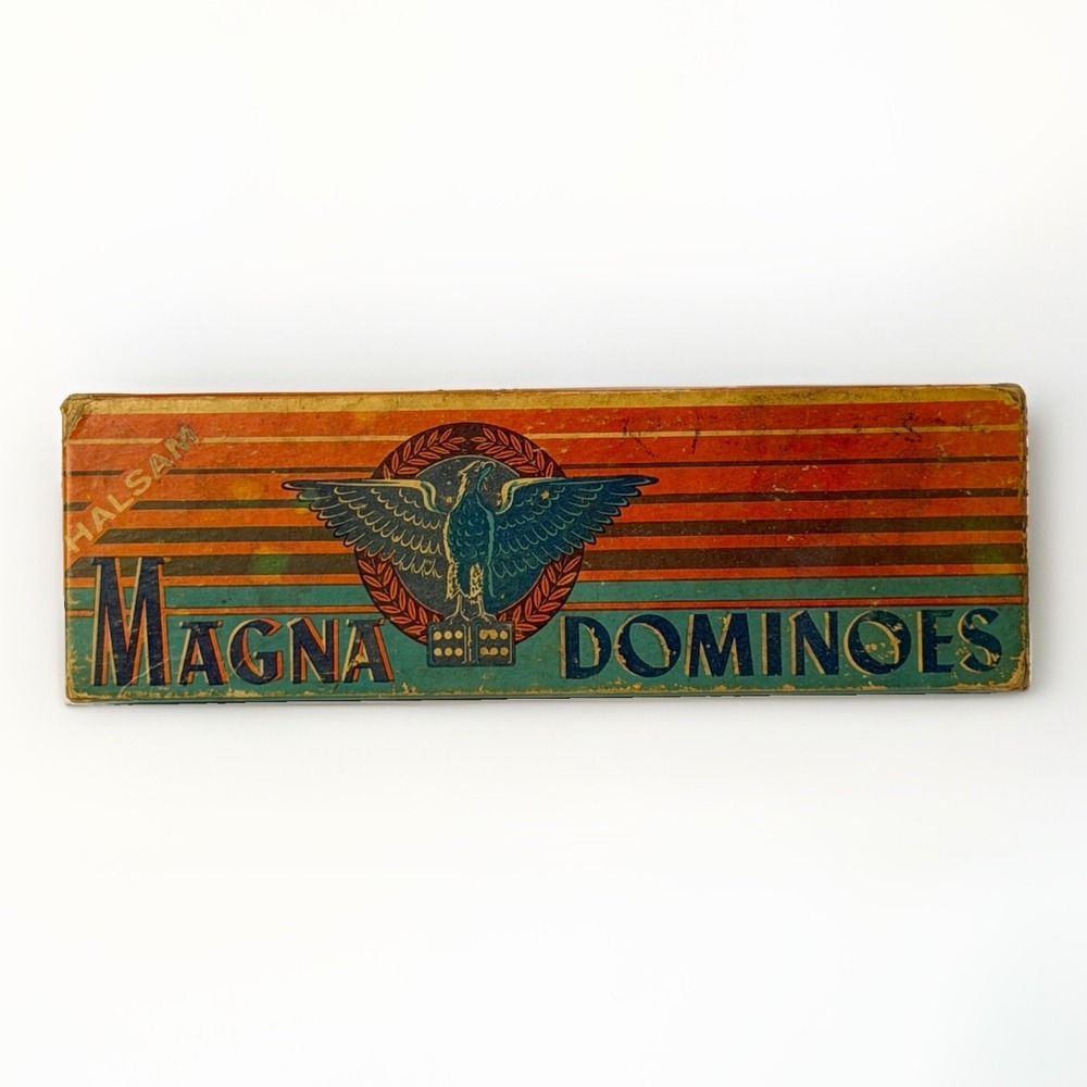 DOMINOES Magna no. 225 Double Six Set 28 Pieces Original Box Read